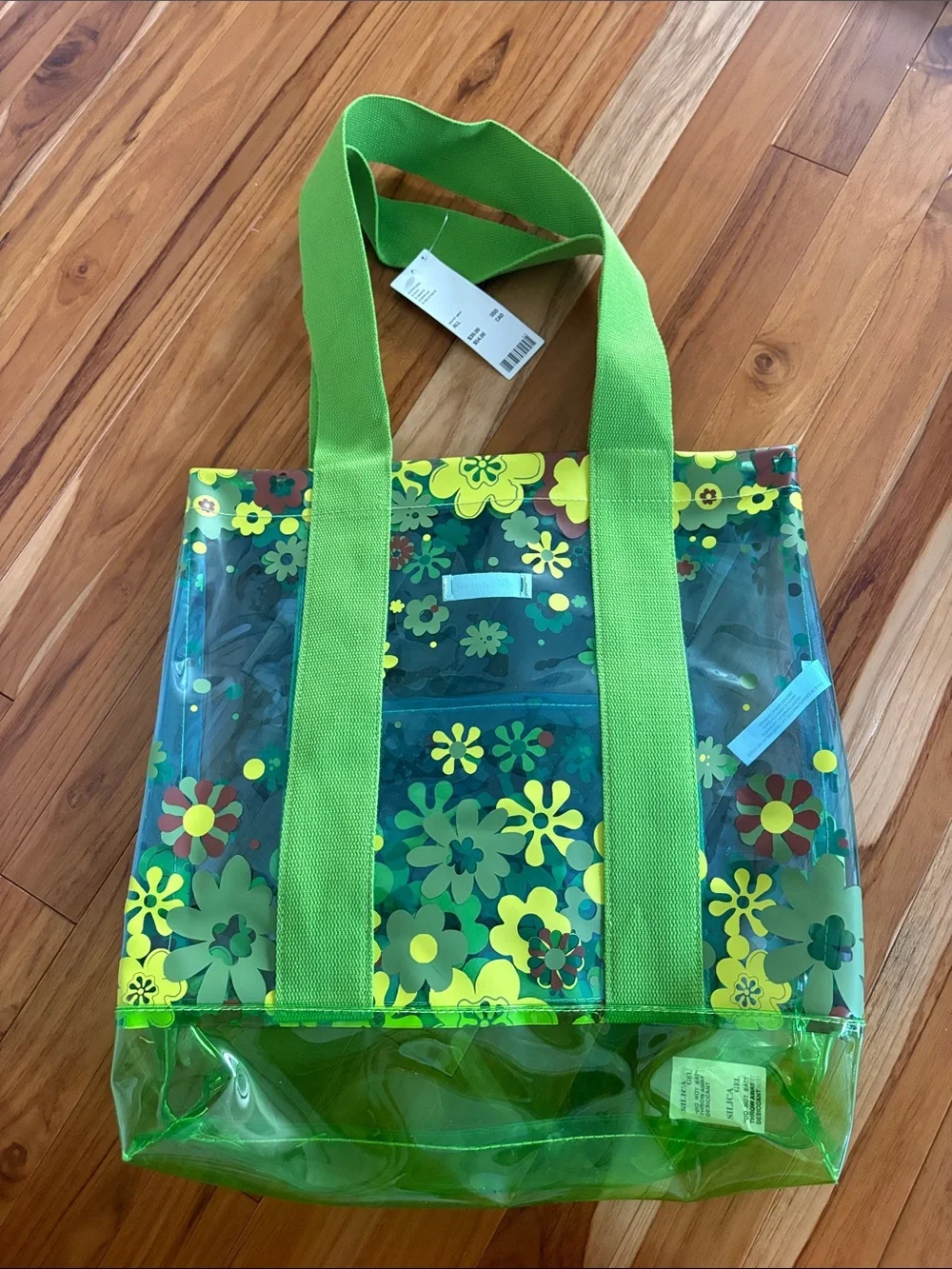 Urban Outfitters Lime Green Floral Clear Tote